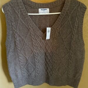 Old Navy Women's V-Neck Cable Knit Sweater Vest - Brown